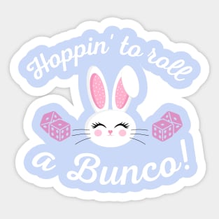 Easter Bunco Hoppin to Roll a Bunco Dice Bunny Sticker